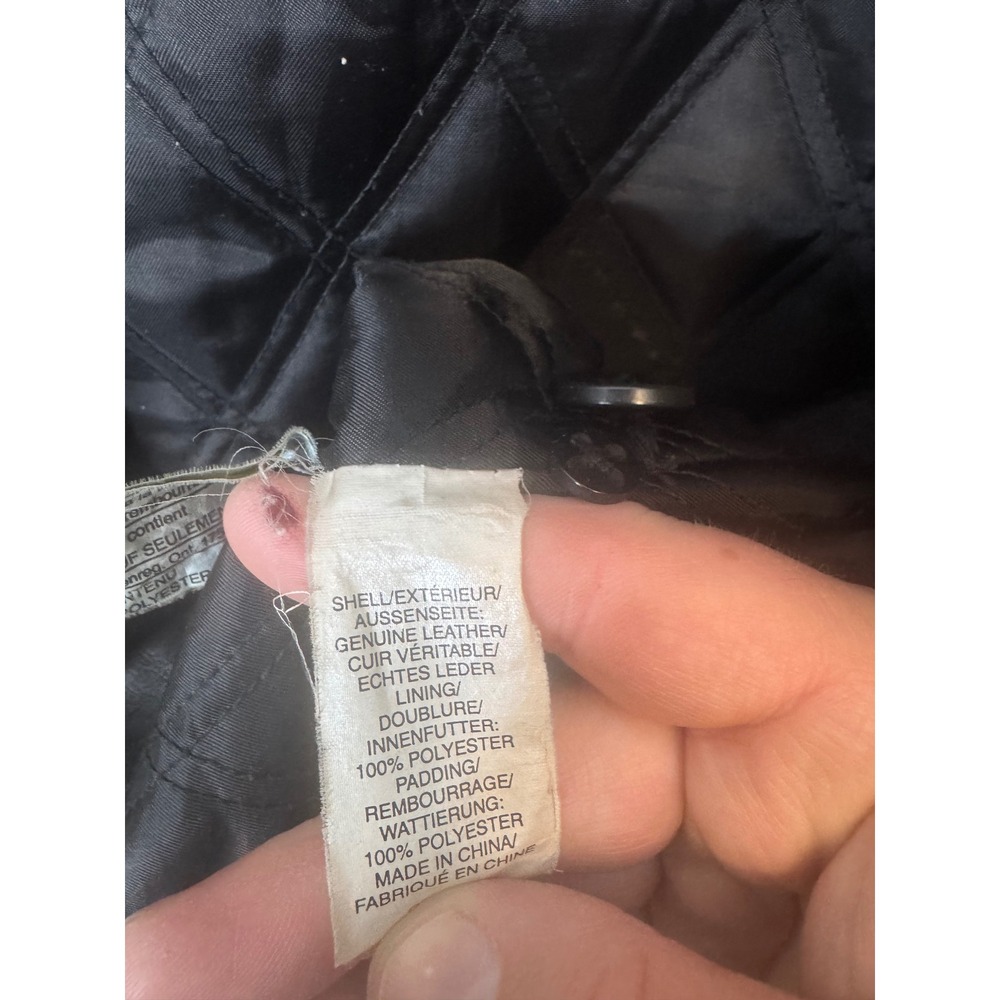 Vintage 90s Gap Mens XL Black Genuine Leather Jacket Quilted Lined Bomber - Picture 9 of 15